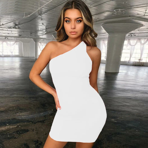 Sexy One Shoulder Backless Bodycon Beach Dress for Women